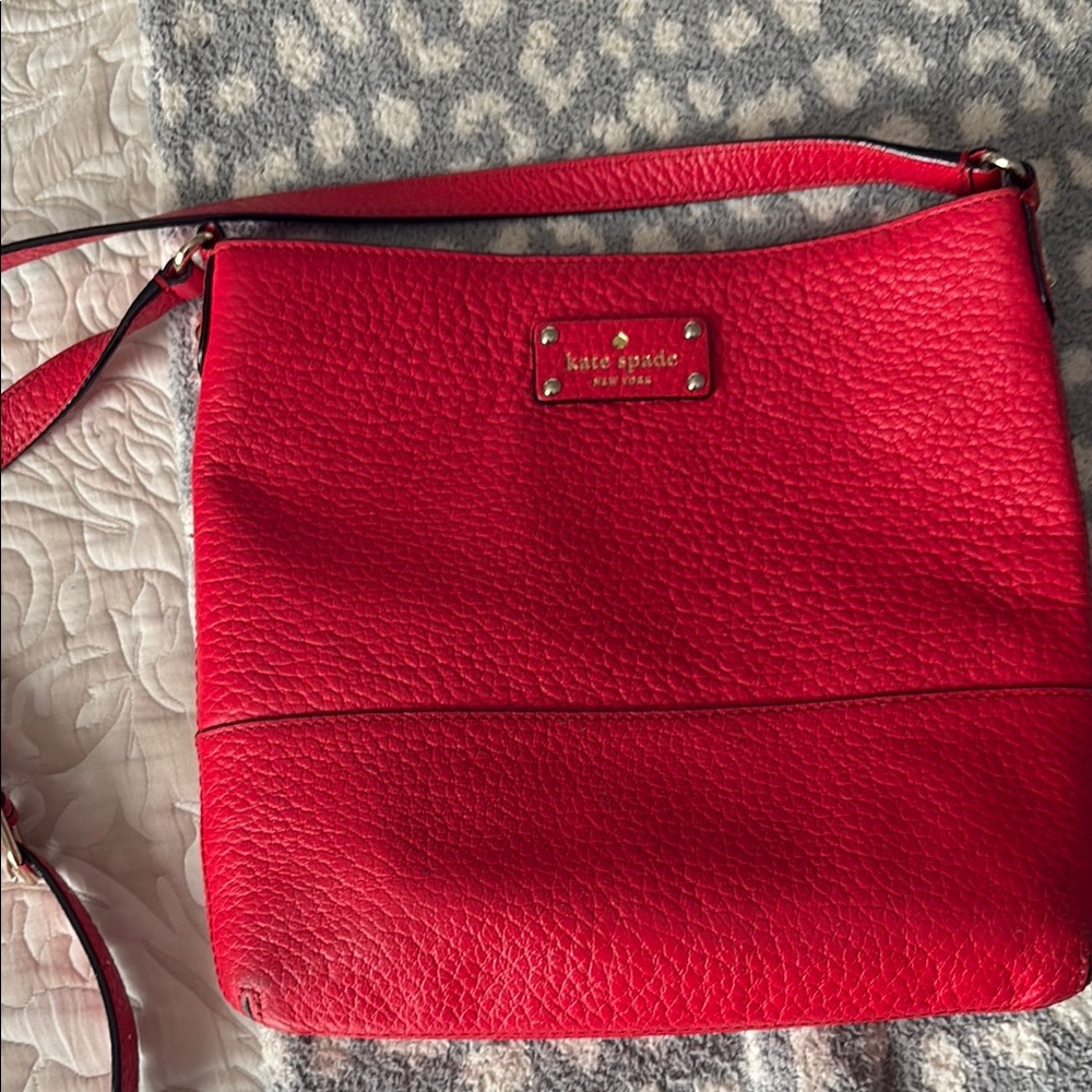 Kate Spade Red Crossbody Bag with Pebbled Leather